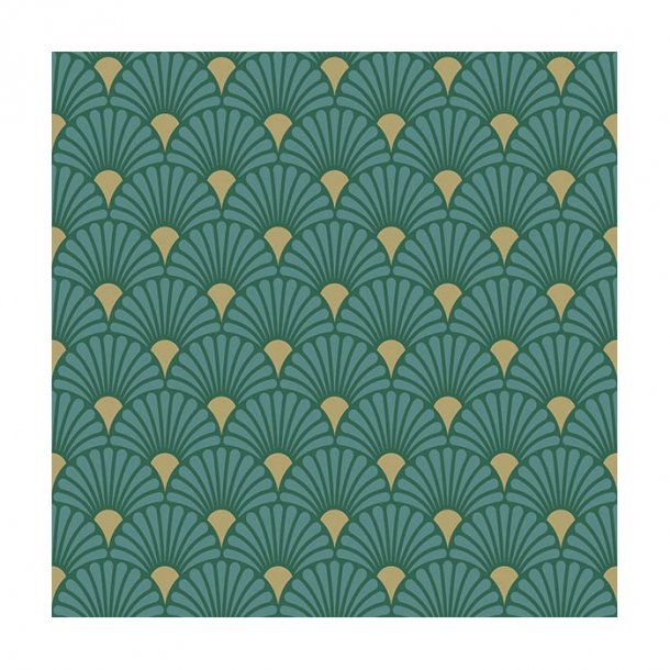Serviett Lunsj Art Deco Green Gold