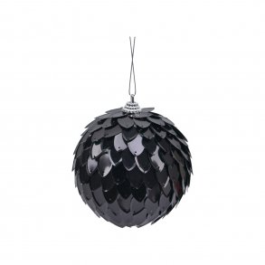 Paljett julekule 4 stk i eske D10 cm black