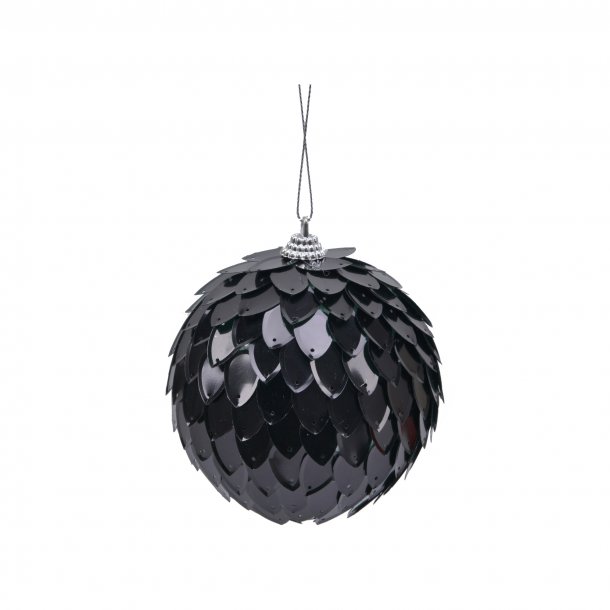 Paljett julekule 4 stk i eske D10 cm black
