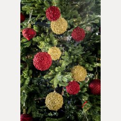 Sn�ball julekule 4 stk i eske D10 cm gold