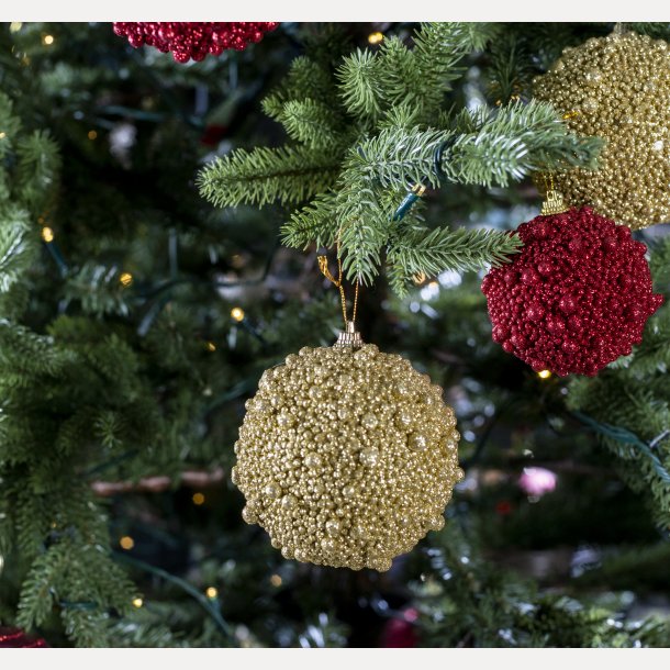 Sn�ball julekule 4 stk i eske D10 cm gold